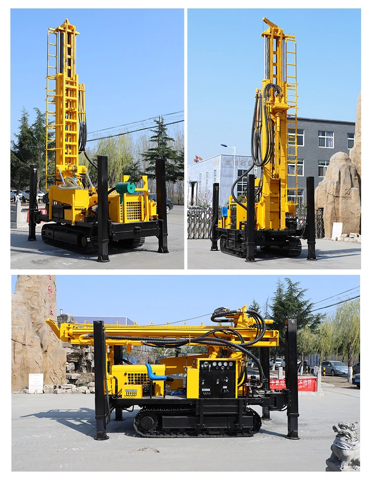 300 Meters Pneumatic Crawler Mounted Water Well Drilling Machine Tunnel Drilling Rig Rubber Belt Track